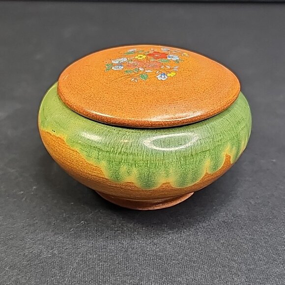 Ceramic Trinket Box With Lid For Jewlery, Coins, Rings, Etc Floral Decor Japan - Picture 1 of 11